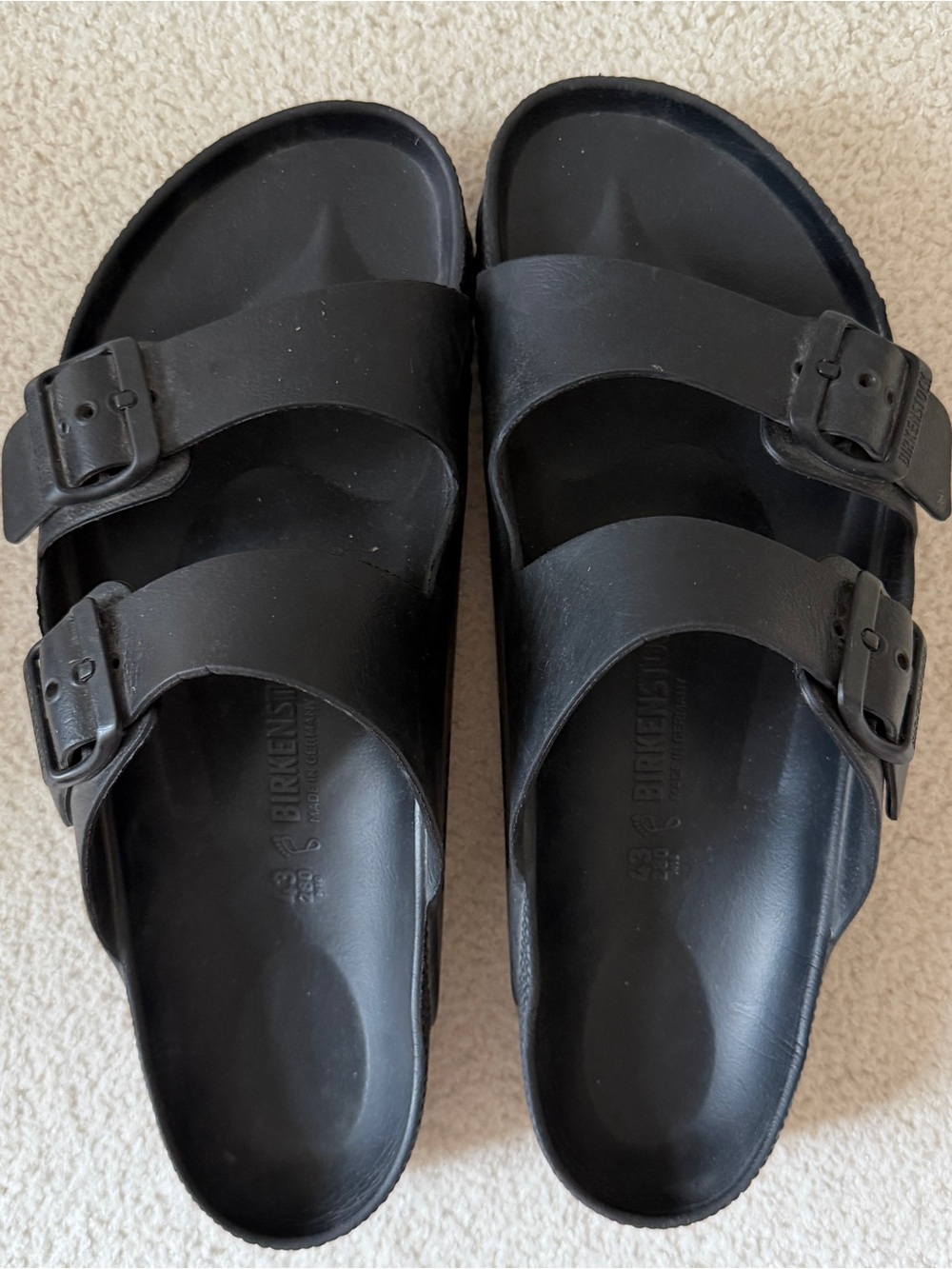 Birkenstock Arizona EVA Black Slide Sandals Sz 43 *see pics*
